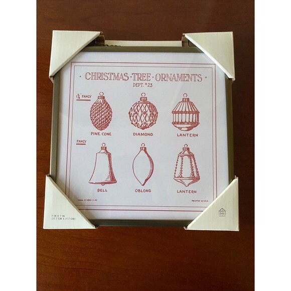 Hearth & Hand 7" x 7" Metal Framed Ornaments Print Wall Art Christmas Tree NWT - Picture 1 of 7